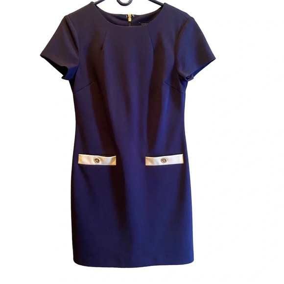 TOMMY HILFIGER EUC WOMENS BLUE NAVY DRESS TOP BOTTOM WEDDING EASTER SIZE 6 - Picture 1 of 4